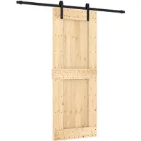 vidaXL Schuifdeur Naturel en Zwart 80 x 210 cm Massief Pine Hout