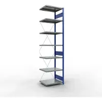 Schulte Lagertechnik Schroefloos rekkensysteem MultiPlus250, 7 legborden, dwarsverbindingen, B 750 x D 600 x H 3000 mm, gentiaanblauw RAL 5010