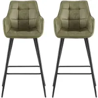 Benoa Barstoel Lucille Arm - Army Groen - set van 2