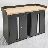 Datona Werkbank PRO - bamboe werkblad - 2 werkplaatskasten - 150 cm - Zwart