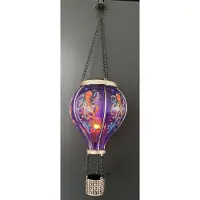 Impuls Decoratieve solarlamp luchtballon " met flame LED " - octopus print paars - kunststof - hangend model - hoogte 37x dia 11 cm - Tuindecoratie - Tuinverlichting
