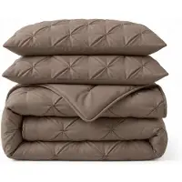 Decoware Dekbed Zonder Overtrek 240x200 cm - Taupe - Met Bijpassende Kussenslopen - Pintuck Design - Hoesloos Dekbed - Wasbaar - 300 gsm