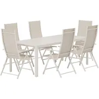 Svea - Valarie rechthoekige tuintafel - beige + 6x Crystal tuinstoelen - beige