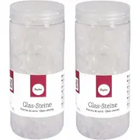 Rayher Hobby Materialen 2x potje rayher decoratie steentjes - glas - transparant - 475 ml - bloempotten/vazen deco kleine stenen 4-10 mm