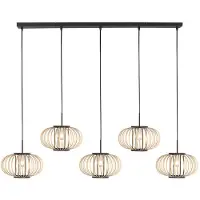 Mexlite Hanglamp 5-lichts recht Silva met bamboe kappen