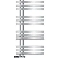LuxeBath Badkamer radiator Ijzer EM 500x1000 mm chroom met middenaansluiting aansluitset en thermostaat voor hoekwand designverwarming badkamerverwarmer handdoekradiator handdoekdroger en verwarmer
