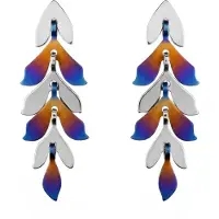 Cavill - Titanium en 925 Zilveren Oorbellen Dames - Hypoallergeen - Bladvormig met Uniek Blauw-Oranje-Geel Kleurverloop - Lichtgewicht & Modern