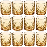 Vivalto Drinkglazen Fantasy - 12x stuks - 350 ml - glas - amber transparant - waterglazen