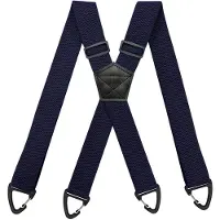 COOAU Deze herenbretels hebben een X-vormig ontwerp met vier haken en een verstelbare elastische tailleband. Marineblauw.