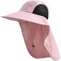 VHV - Zonnehoed Dames - Safarihoed - Vishoed - Brede Rand Outdoor Hoed - Paardenstaart Opening - Kinband - Voor Tuinieren Strand Wandelen - Roze
