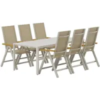 Svea - Valarie rechthoekige tuintafel - beige + 6x Arline tuinstoelen - beige