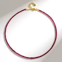 Cavill - Luxe Zilveren Halsketting 925 Sterling Zilver Verguld - 37,72 ct Madagaskar Robijn Parelketting - Elegante Damesketting