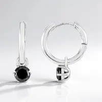 Cavill - Zilveren Oorbellen - 925 Sterling Zilver Gerhodineerd - 0,9 ct Afrikaanse Zwarte Diamant - Ronde Briljantslijp - Elegante Damessieraden