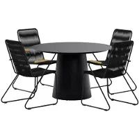 Svea - Elliott ronde tuintafel - zwart + 4x Dewey tuinstoelen - zwart