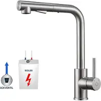 CECIPA MAX - Lage druk Keukenkraan - Keukenkraan Met Uittrekbare Uitloop - Lage druk- Handdouche - Zilver