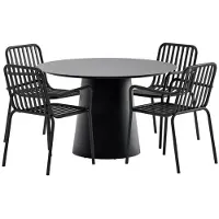 Svea - Elliott ronde tuintafel - zwart + 4x Ina tuinstoelen - zwart