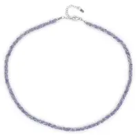Cavill - Zilveren Halsketting - 925 Sterling Zilver - 44,389 Karaat Facetgeslepen Ronde Tanzaniet - Luxe Sieraad - Elegant Design