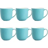 Homla - Mok - Koffiemok - Theemok - Set van 6 - Grote Beker - Vaatwasserbestendige Mok - Moderne Serviesmok - Keramiek - 350ml - Donker Groen