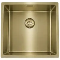 Pure.Sink Comfort PVD Gouden spoelbak 40x40 cm 10mm radius onderbouw, vlakbouw en opbouw PCM4040-60