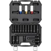 YATO Professionele Lange Krachtdoppenset 18-delig – YT-10566 – Slagdoppenset 1/2 inch – 10-32 mm – Chroom-molybdeenstaal (CrMo)
