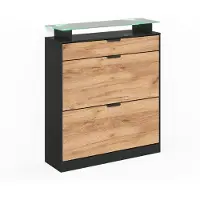 Vicco Schoenklaprek Alex, Goudkleurig Eiken/Antraciet, 89 x 105 cm met LED-verlichting