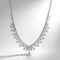 Cavill - Zilveren Halsketting - 925 Sterling Zilver Gerhodineerd - Witte Topaas 14.44 ct - Ronde Slijpvorm - Elegante Verstelbare Ketting 41-46 cm
