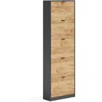 Vicco Schoenklaprek Gizmo, Goudkleurig Eiken/Antraciet, 59 x 181.1 cm met 5 compartimenten
