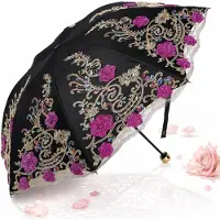 VHV - Paraplu - Kanten damesparaplu - Opvouwbare UV parasol - Vintage regenparaplu - Voor reizen ceremonie en dagelijks gebruik