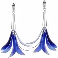 Cavill - Titanium en 925 Sterling Zilver Oorbellen - Blauwe Cascades Bloemdesign - Lichtgewicht, Moderne en Elegante Statement Oorhangers