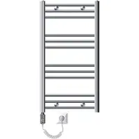 LuxeBath Elektrische badkamerradiator met verwarmingselement 300W 500x800 mm Chroom gebogen met zijaansluiting