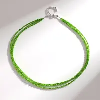 Cavill - Zilveren Halsketting - 925 Sterling Zilver Gerhodineerd - Russische Diopsied 35,28 ct - Verstelbare Elegante Ketting - Groene Edelstenen