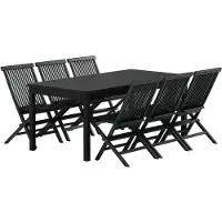 Svea - Youssef rechthoekige tuintafel - zwart + 6x Joy tuinstoelen - zwart