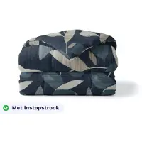 Zelesta Pure Design Dark Leaves 200x200 - Katoenen dekbed zonder overtrek - Met instopstrook - Wasbaar dekbed - Hoesloos dekbed - 2 in 1 Dekbed met vaste overtrek