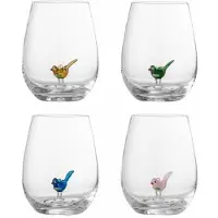 Bloomingville Misa drinkglazen birds set van 4 stuks