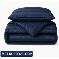Decoware Dekbed Zonder Overtrek 240x200 cm - Navy - Hotel Velvet – Met Kussensloop - Wasbaar - Hoesloos Dekbed