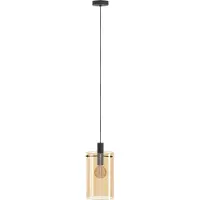 Eglo 39537 Polverara Hanglamp Staal Zwart/Gestoomd Glas Amber - 1 x E27