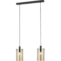 Eglo 39538 Polverara Hanglamp Staal Zwart/ Gestoomd Glas Amber -2 x E27