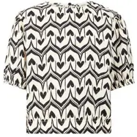Shoeby T-shirt met hartjes - ecru Meisjes Viscose Ronde hals All over print - maat 134/140
