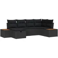 vidaXL Tuinbank Set Zwart poly rattan