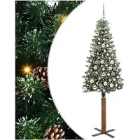 vidaXL Slanke Kerstboom Groen 180 cm PVC en massief dennenhout
