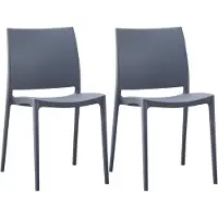 CLP Meton Set van 2 Tuinstoelen - Stapelbaar - Onderhoudsvriendelijk - Weerbestendig - grijs