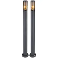 Globo Staande lamp, padverlichting, paallamp voor buiten, tuinlampen, antraciet, IP44, staande lamp voor het terras, roestvrij staal, rookkleurig, 1x E27-fitting, DxH 12,7x110 cm, set van 2