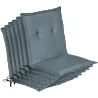 Beautissu 6-delige set lage rugleuning kussens, Loft NL, 100x50x6 cm, duivenblauw
