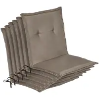 Beautissu 6-delige set, lage rugleuning, tuinstoelkussen, Loft NL, 100x50x6 cm, taupe
