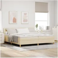 vidaXL Boxspring bed met kussen met hoofdeinde Crème 200 x 200 cm Stof