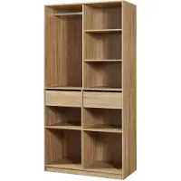 En.casa Open kledingkast 'Vippsaki' met 7 vakken en 2 lades, afmetingen 200 x 100 x 50 cm, eikenlook