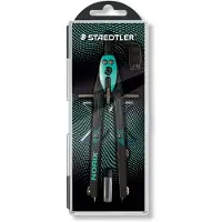 Staedtler -passer NORIX, Ø tekencirkel 350 mm, lengte 170 mm, etui met klapdeksel en potloodstiftjes, metaal, Frans groen