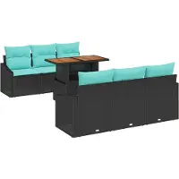 vidaXL Tuinbank Set 7 st 6-Aantal zitplaatsen Zwart en Teal