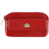 WITTCHEN Arizona Collectie - Leren Sleutelhoesje - Rood - Zak met Rits - Twee Sleutelhangers