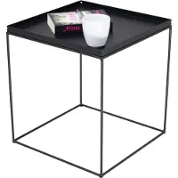 FutuStal Kwadratische salontafel van metaal, 40x40x43 cm, Loft Industrial stijl, mat zwart